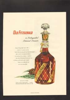 1953 Print Ad Old Fitzgerald diamond decanter bourbon whiskey pine 