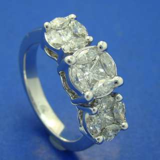 76 Ct 3 stone Diamond illusion setting Ring, 14K Gold  