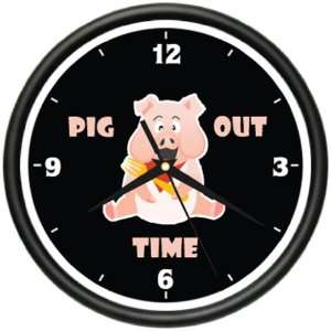  PIG OUT TIME Wall Clock pigs bbq barbque restaurant
