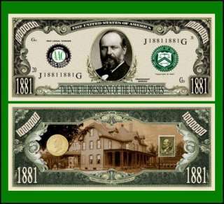 our 20th president james garfield dollar bill