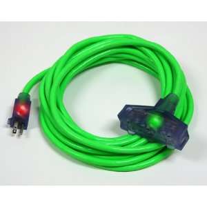  50 10/3 SJTW Pro Glo Lighted 3 Way Ext Cord w/CGM Green 