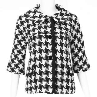 Vancl Houndstooth Pattern Short Coat Black/White#10277  