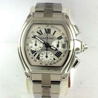 Cartier Roadster Chronograph XL $10,300.00 Stainless Steel Mens Watch 