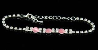 Pink Cat Eye Stone Necklace Bracelet Ring Earrings Set S1083