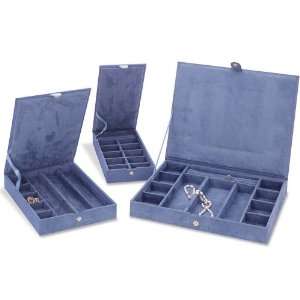  Reed & Barton Arianna Stackable Jewelry Cases, Set/3, Blue 