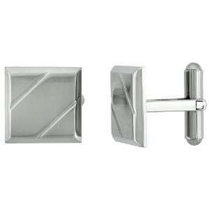  Surgical Stainless Steel Square Cufflinks w/ 2 Grooves 5/8 
