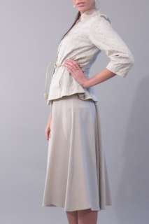 Eileen Fisher platinum silk 2 pc jacket skirt set WOW S  