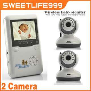 Wireless Digital Baby Monitor IR Video Talk 2x Cameras Nigh 