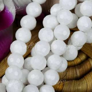8mm White Giant Clam Shell Faceted Round Loose Beads  
