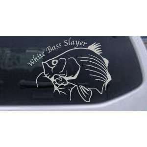 Silver 12in X 9.2in    White Bass Slayer Hunting And Fishing Car 