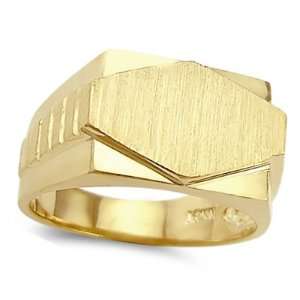  Mens Flat Name Plate Ring 14k Yellow Gold Band, Size 6 