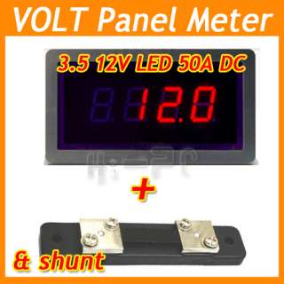 12V 50A DC Digital RED LED Panel Amp Volt Meter Shunt  