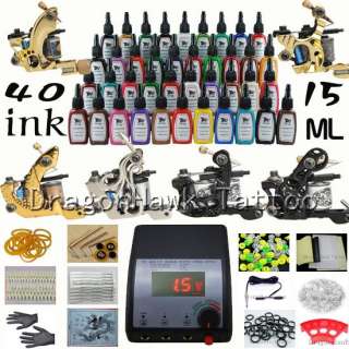complete pro tattoo kit 6 machine 40 ink needles