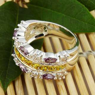 Elegant Citrine Amethyst Jewelry Gems Silver Ring Size #8 S03  