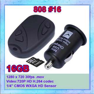   808 #16 Car Key Micro Camera Driving Recorder H.264 1280x720 Cam+16GB
