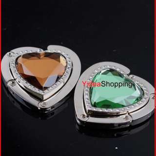 5x Mixed Heart Crystal Hanger HandBags Purse Hooks H141  