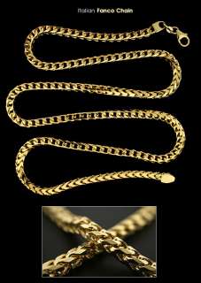 New 14K Gold Over Sterling Silver Franco Chain 36 inch  