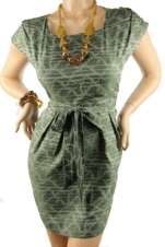 DEALZONE Trendy Cute Multi Print Dress Green Large NEW  