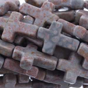  Fossilized Agate  Cross Plain   16mm Height, 12mm Width 