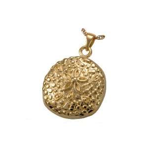  Sand Dollar Cremation Jewelry in Solid 14k Yellow Gold or 