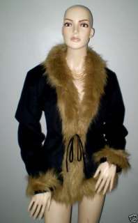 NWT Black Faux Fur Hood Georgiou Studio Jacket S $159  