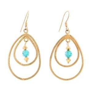   Dangle Earrings with Teal Blue Swarovski Crystal Bead Accents, #7472