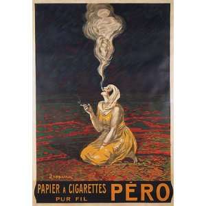 GIRL SMOKING CIGAR PAPIER PAPER CIGARETTES PERO FRANCE FRENCH 20 X 30 