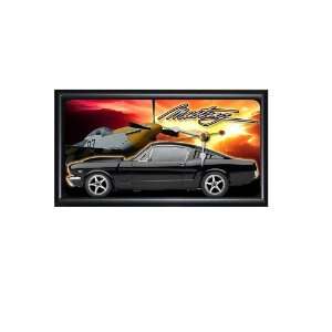  Ford Mustang Black 7X13 Wood Frame Clock Sports 