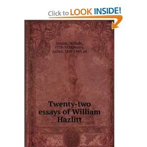   two essays of William Hazlitt, William Beatty, Arthur, Hazlitt Books