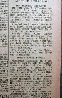 1945 newspaper US Army AMER INDIAN enter BERLIN Germany  