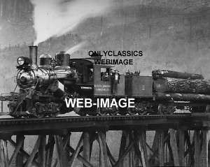 1896 STEAM ENGINE RAILROAD TRAIN  LUMBER  KINSEY PHOTO  