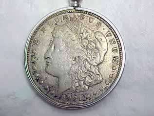 1921 S Morgan Silver $1 Dollar Necklace Pendant 7837  