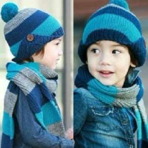  knit hat with knit scarf / boy & girls 