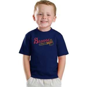  Atlanta Braves Youth Navy Cooperstown Retro Logo T Shirt 