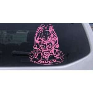 Pink 8in X 9.0in    Mean Joker with Banner Biker Car Window Wall 