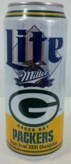 Miller Lite Green Bay Packers Super Bowl 31 Beer Can  