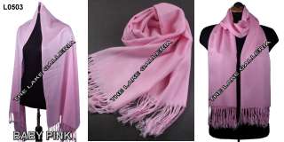 BABY PINK Soft 70% Pashmina Cashmere Wool 30% Silk Blend Shawl Wrap 