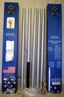 20 ft Aluminum Flag Pole w/ Nylon & Poly U.S. Flags  