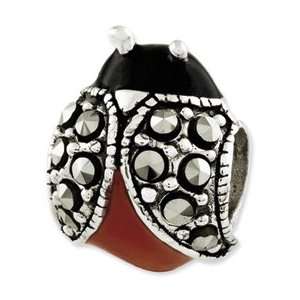   Sterling Silver Reflections Enameled & Marcasite Ladybug Bead Jewelry