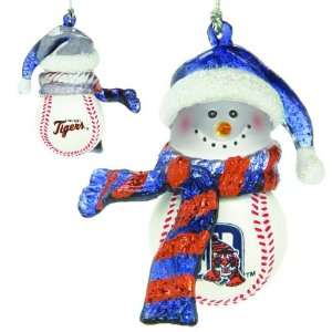 Pack of 4 MLB Detroit Tigers Baseball Snowman Christmas Ornaments 2.75 