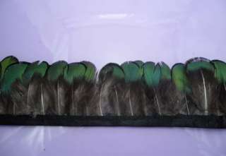 Lady decorate Pheasant feather fringe green 1 yard trim  