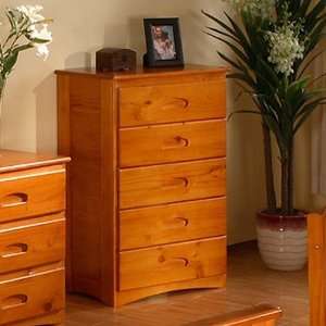   World Furniture Honey Five Drawer Chest   2155 Furniture & Decor