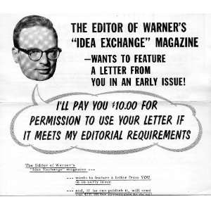   Ephemera Idea Exchange Magazine, 2 sheets, Letter & Form to Fill Out