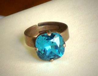 Brand new handcrafted antique brass setting ring made with Swarovski 