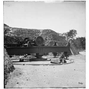   Carolina. Wrecked carriage of Blakely gun on Battery