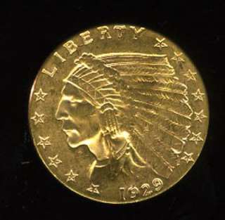 VERY NICE 1929 INDIAN HEAD QUARTER EAGLE G$2 1/2 .12094 OZ PURE GOLD 