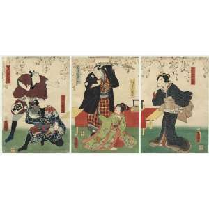 Toyokuni III/Kunisada Japanese Woodblock Print; Confrontation under