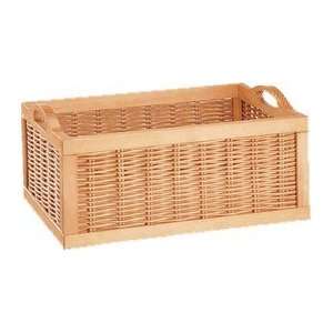  Wood and Wicker Basket with Handles
