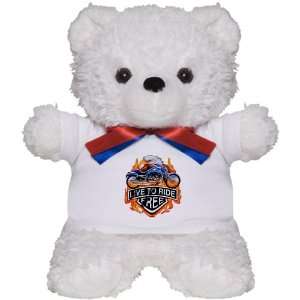  Teddy Bear White Live To Ride Free Eagle and Motorcycle 