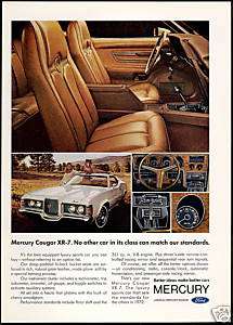 1972 Mercury Cougar XR 7 XR7 Car 5 Photo Print Ad  